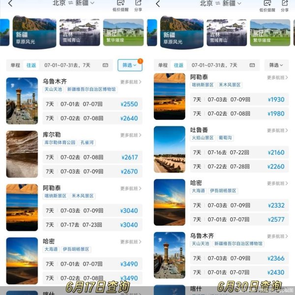 申宝证券 暑运航司集体加码西北市场 北京直飞新疆票价直降千元